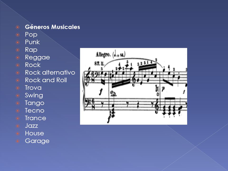 Pop Punk Rap Reggae Rock Rock alternativo Rock and Roll Trova Swing