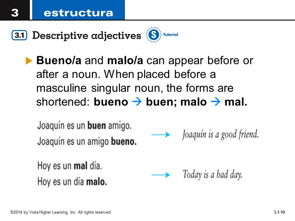 Bueno/a and malo/a can appear before or after a noun