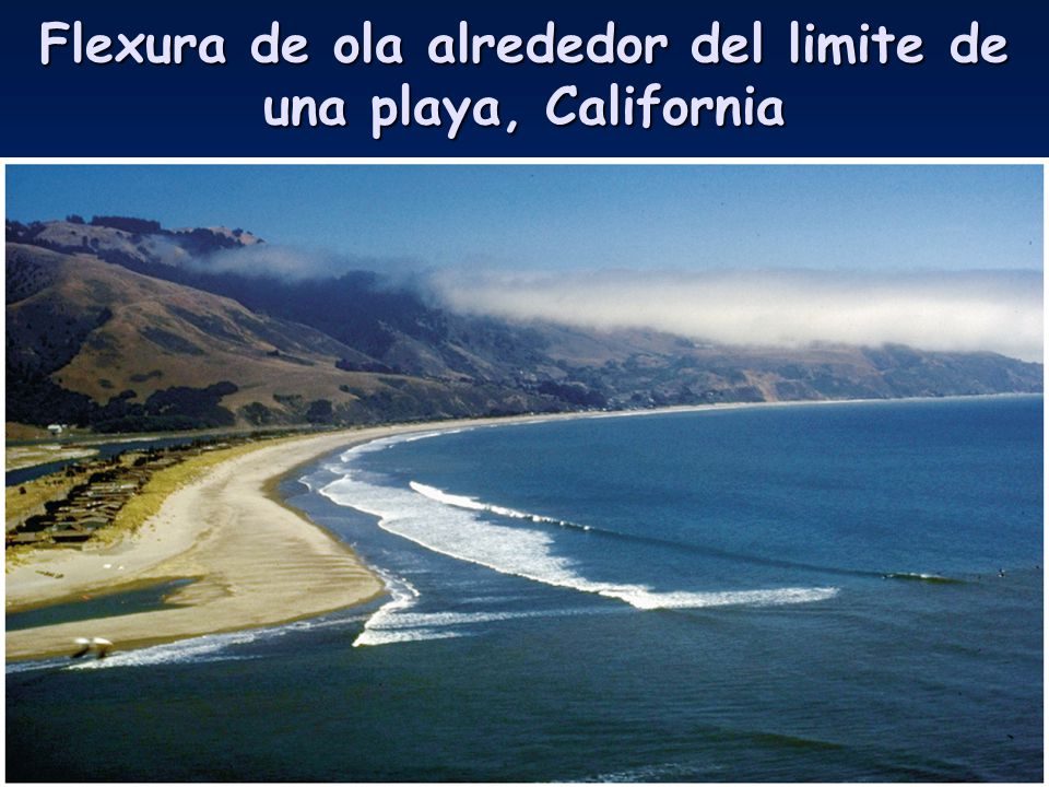 Flexura de ola alrededor del limite de una playa, California
