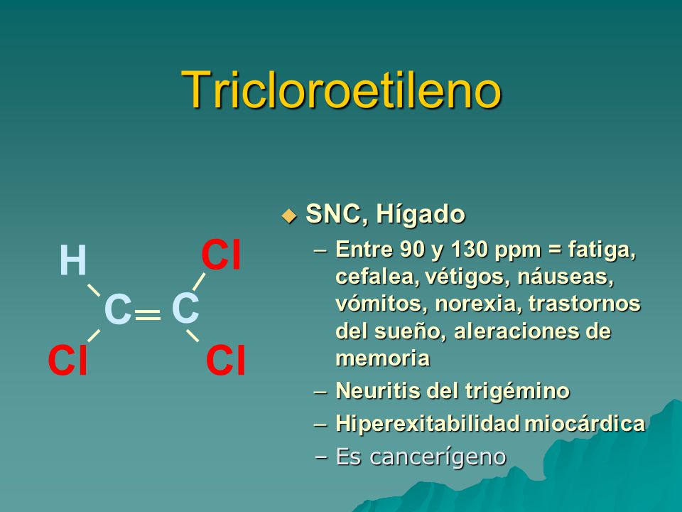 Tricloroetileno Cl H C C Cl Cl SNC, Hígado