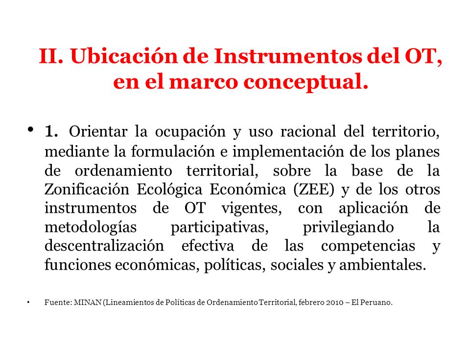 II. Ubicación de Instrumentos del OT, en el marco conceptual.