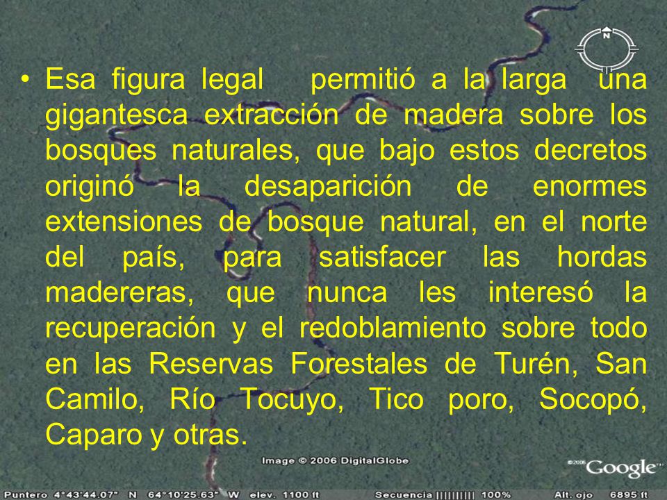 Esa figura legal permitió a la larga una gigantesca extracción de madera sobre los bosques naturales, que bajo estos decretos originó la desaparición de enormes extensiones de bosque natural, en el norte del país, para satisfacer las hordas madereras, que nunca les interesó la recuperación y el redoblamiento sobre todo en las Reservas Forestales de Turén, San Camilo, Río Tocuyo, Tico poro, Socopó, Caparo y otras.