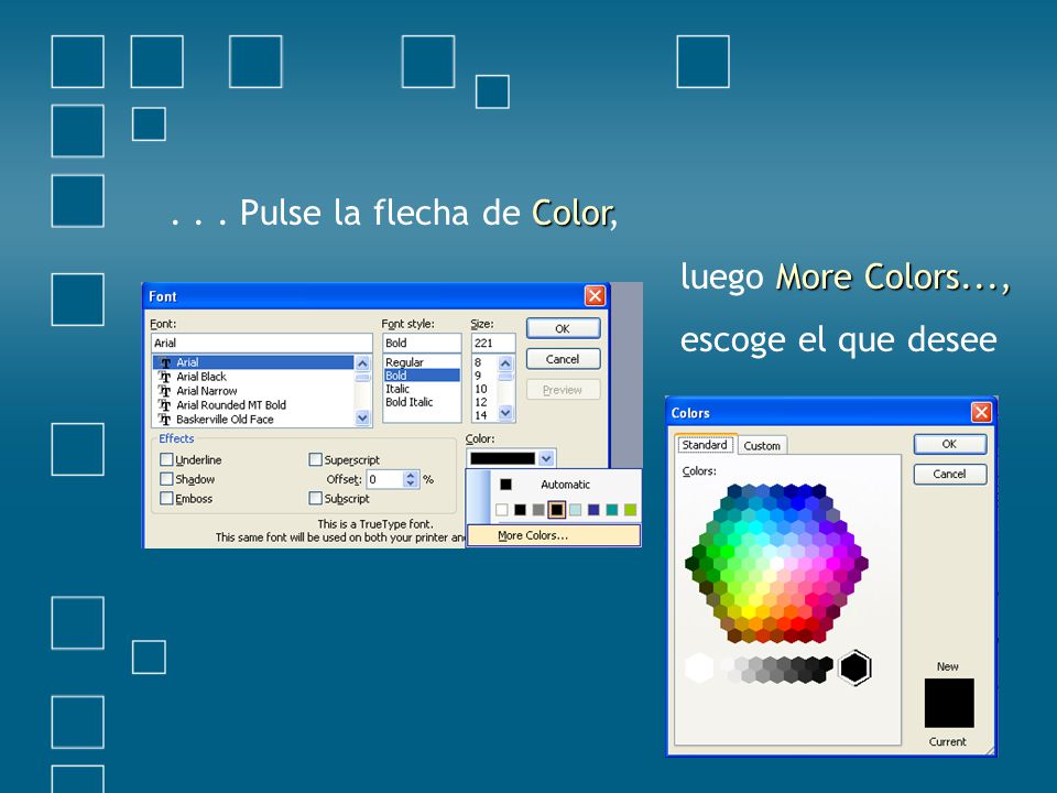 . . . Pulse la flecha de Color,