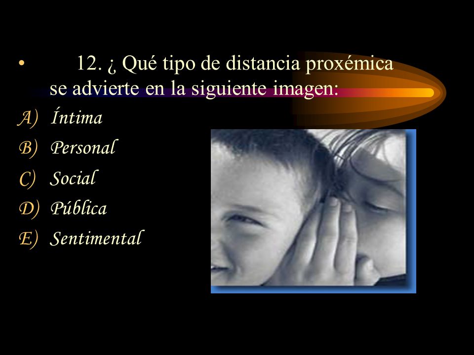 12. ¿ Qué tipo de distancia proxémica se advierte en la siguiente imagen: