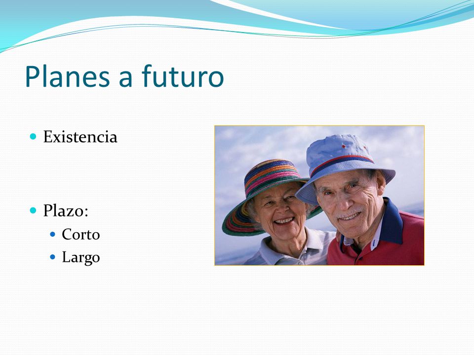 Planes a futuro Existencia Plazo: Corto Largo