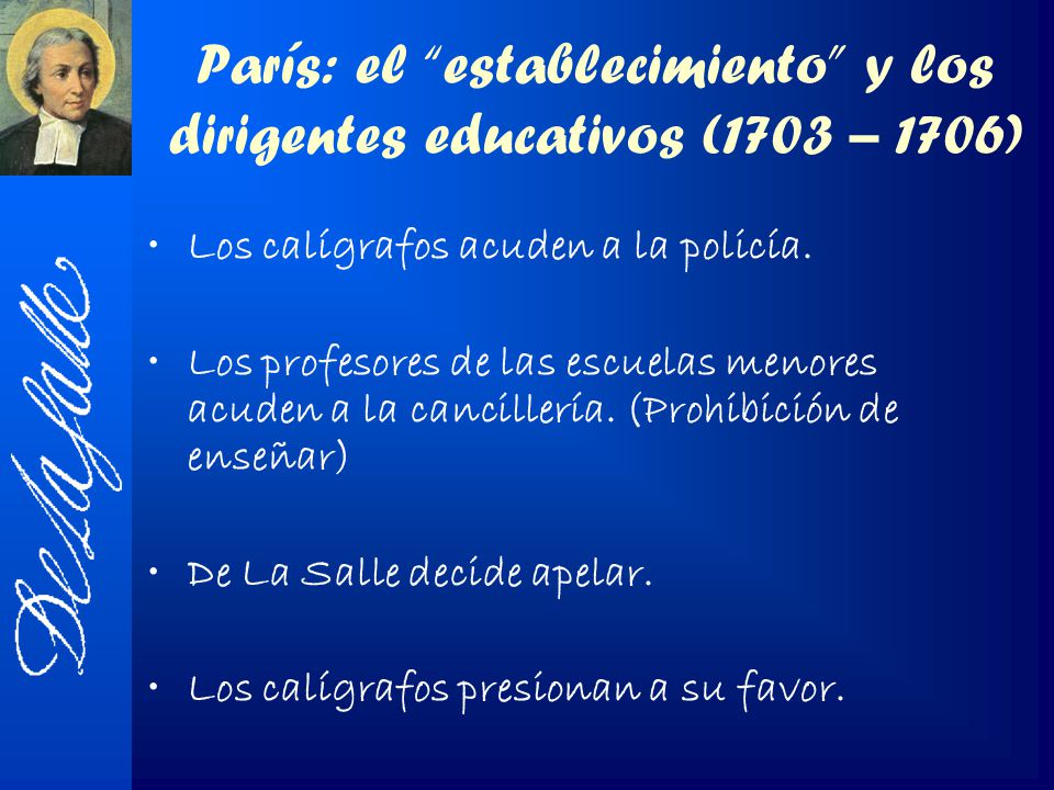 París: el establecimiento y los dirigentes educativos (1703 – 1706)