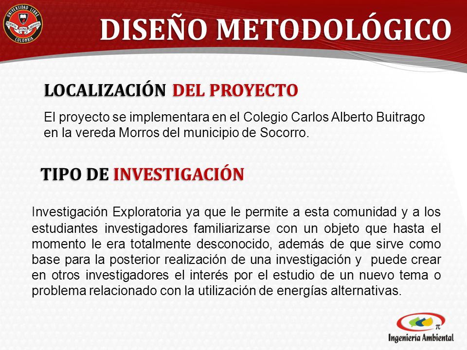 DISEÑO METODOLÓGICO LOCALIZACIÓN DEL PROYECTO TIPO DE INVESTIGACIÓN