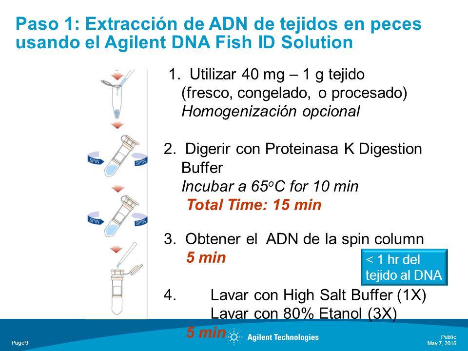 Paso 1: Extracción de ADN de tejidos en peces usando el Agilent DNA Fish ID Solution