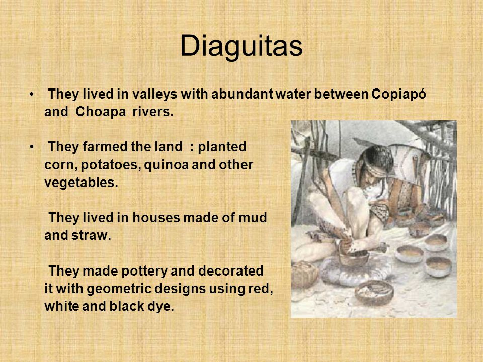 Diaguitas They lived in valleys with abundant water between Copiapó