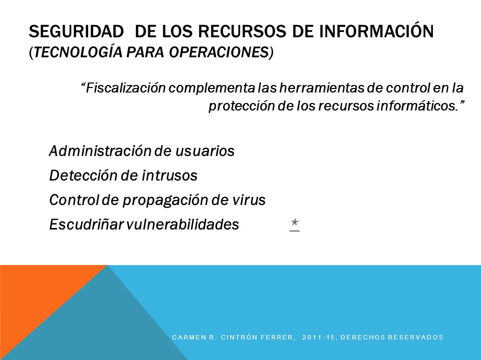 Seguridad de los Recursos de información (Tecnología para operaciones)