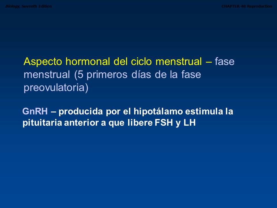 Aspecto hormonal del ciclo menstrual – fase menstrual (5 primeros días de la fase preovulatoria)