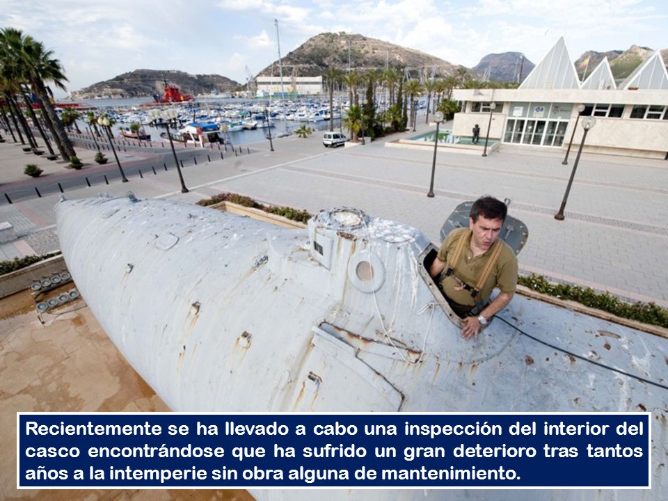 Recientemente se ha llevado a cabo una inspección del interior del casco encontrándose que ha sufrido un gran deterioro tras tantos años a la intemperie sin obra alguna de mantenimiento.