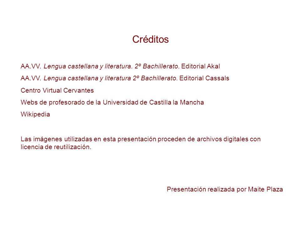 Créditos AA.VV. Lengua castellana y literatura. 2º Bachillerato. Editorial Akal.