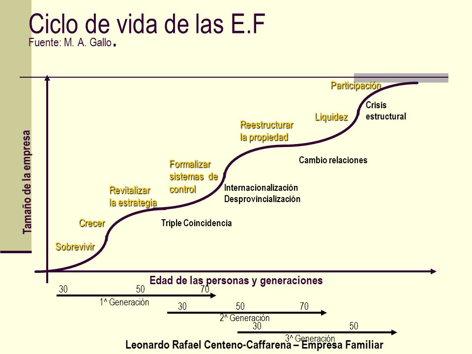 Ciclo de vida de las E.F Fuente: M. A. Gallo.