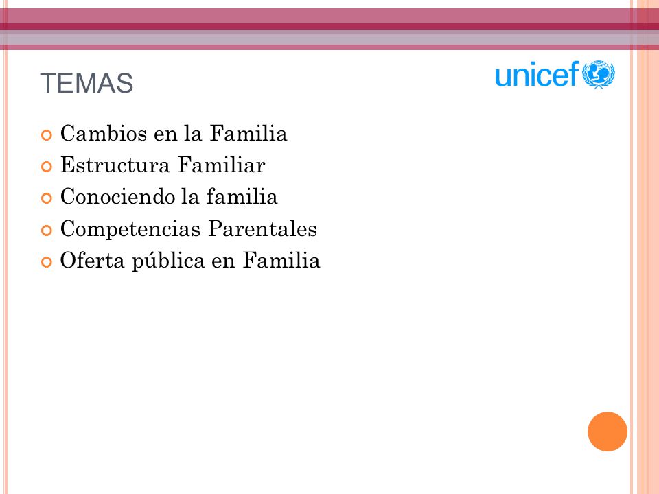TEMAS Cambios en la Familia Estructura Familiar Conociendo la familia