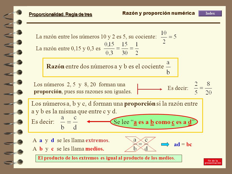 Razón entre dos números a y b es el cociente