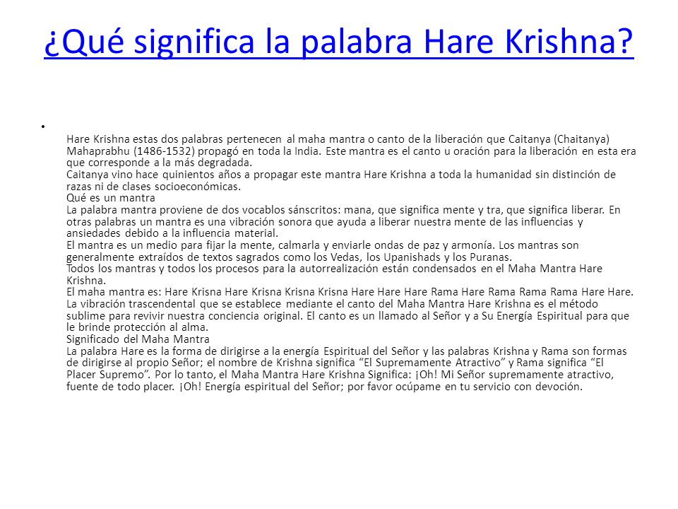 Qué Es El Hare Krishna?