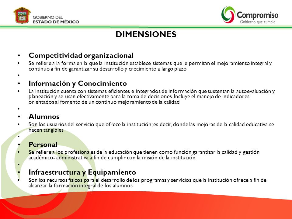 DIMENSIONES Competitividad organizacional Información y Conocimiento