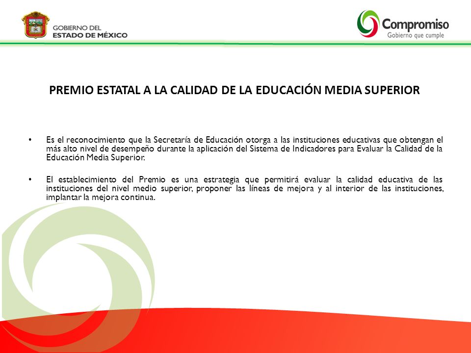 PREMIO ESTATAL A LA CALIDAD DE LA EDUCACIÓN MEDIA SUPERIOR