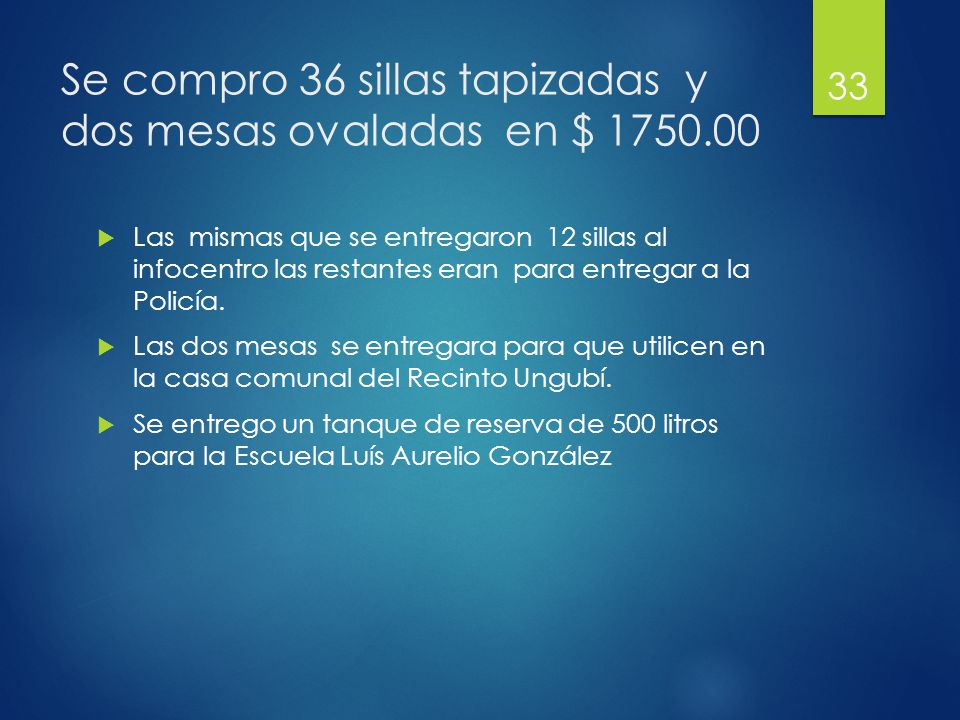 Se compro 36 sillas tapizadas y dos mesas ovaladas en $
