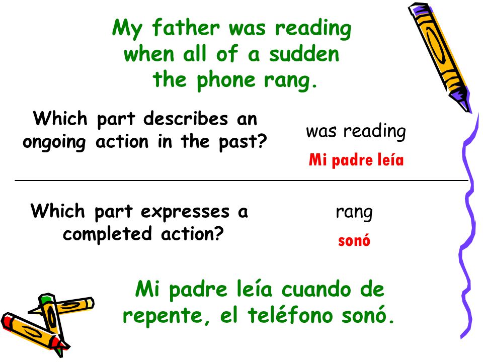My father was reading when all of a sudden the phone rang.