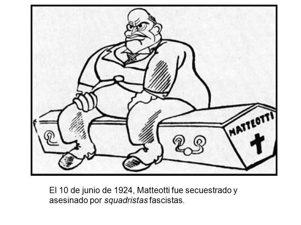 El 10 de junio de 1924, Matteotti fue secuestrado y asesinado por squadristas fascistas.