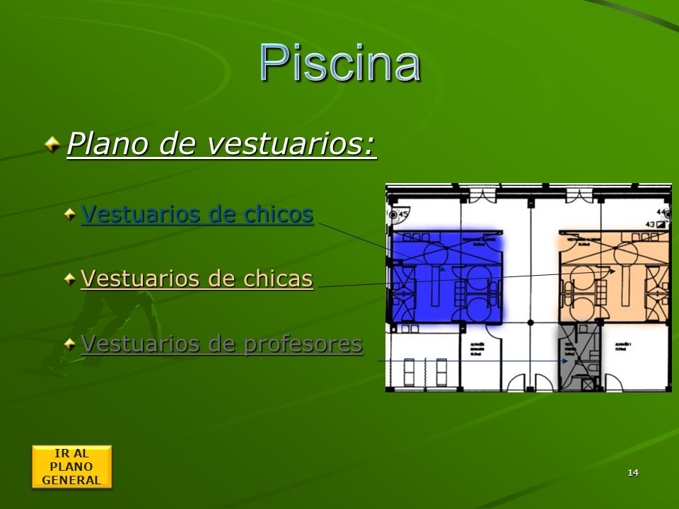 Piscina Plano de vestuarios: Vestuarios de chicos Vestuarios de chicas