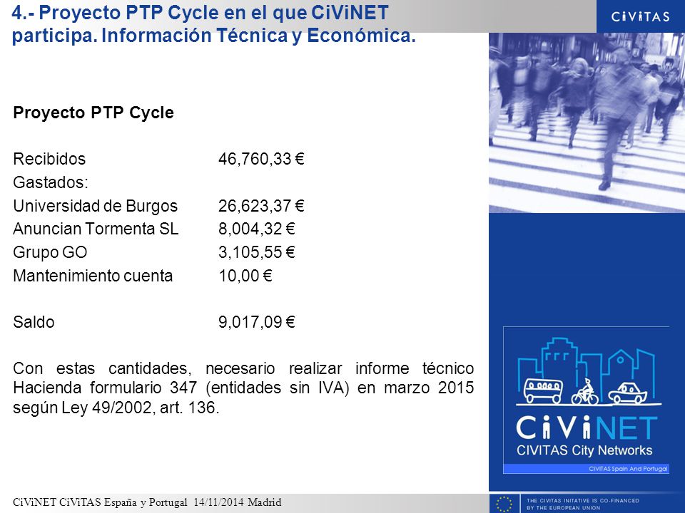 4. - Proyecto PTP Cycle en el que CiViNET participa
