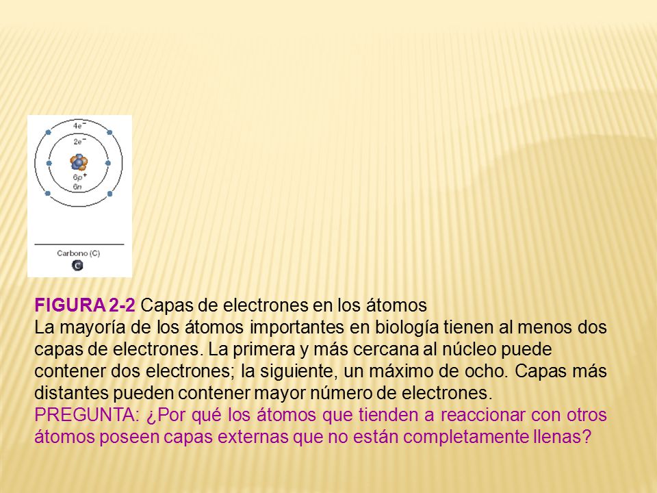 FIGURA 2-2 Capas de electrones en los átomos