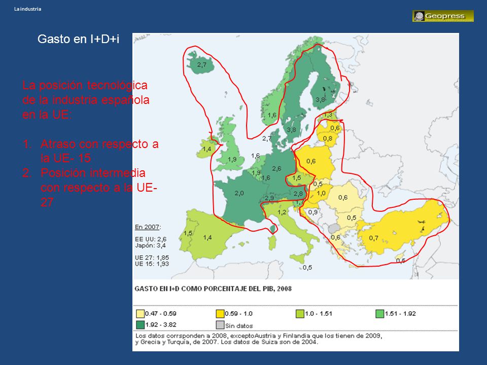 La posición tecnológica de la industria española en la UE: