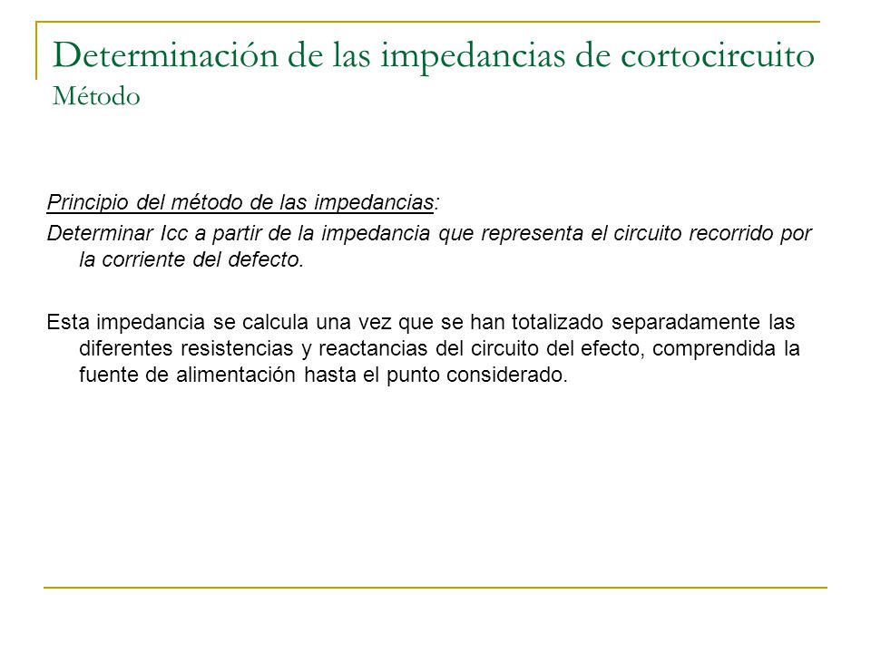 Determinación de las impedancias de cortocircuito Método