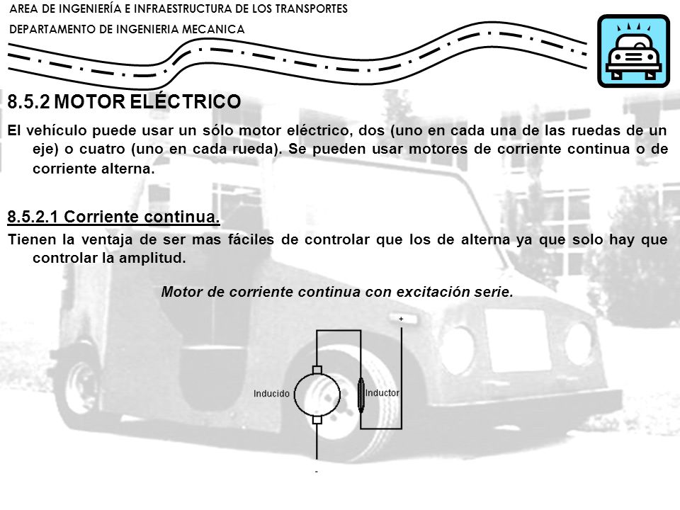 Motor de corriente continua con excitación serie.