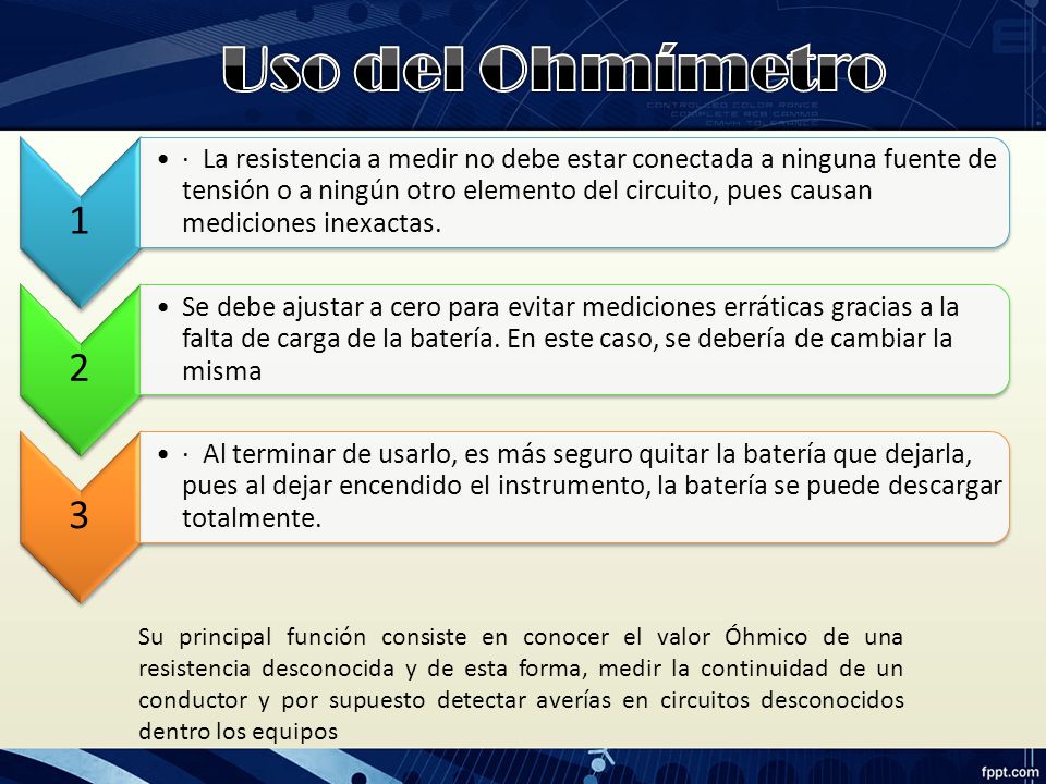Uso del Ohmímetro 1.