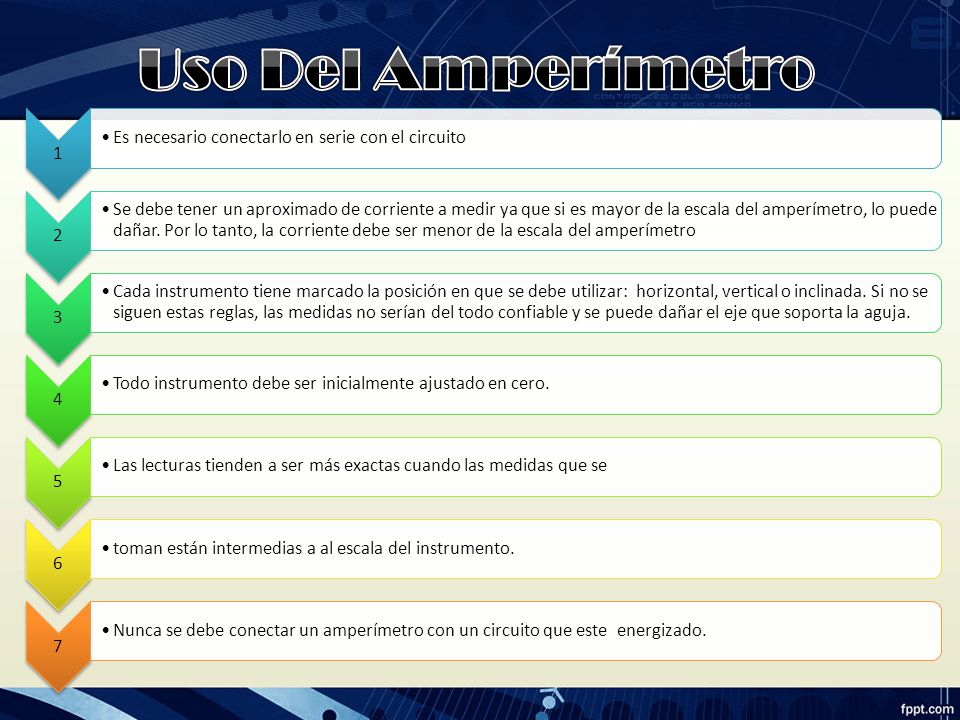 Uso Del Amperímetro Es necesario conectarlo en serie con el circuito