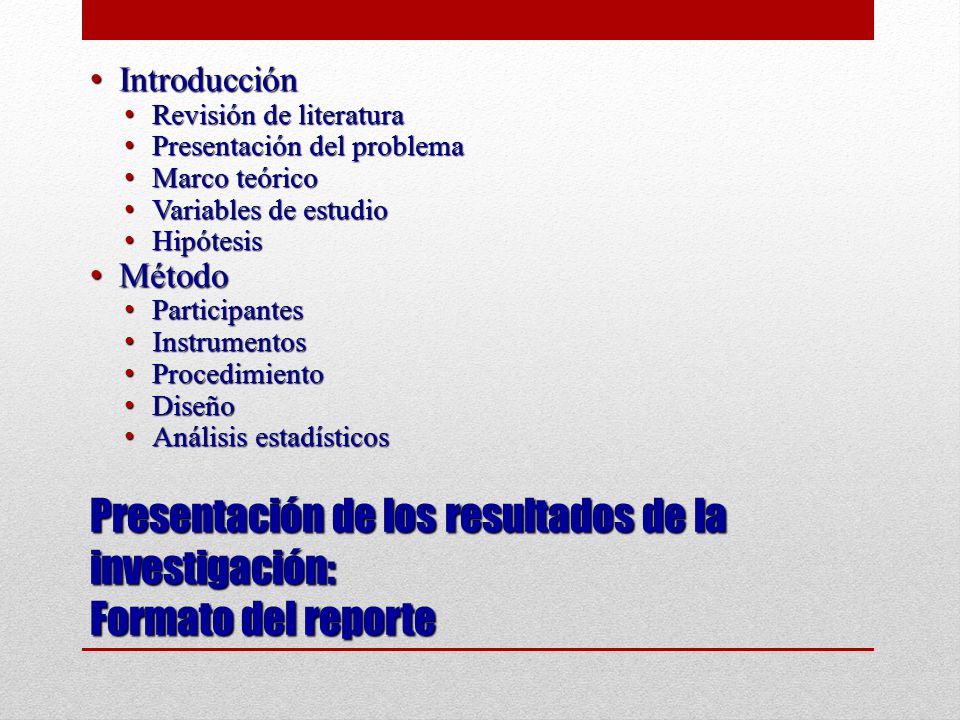 Introducción Revisión de literatura. Presentación del problema. Marco teórico. Variables de estudio.