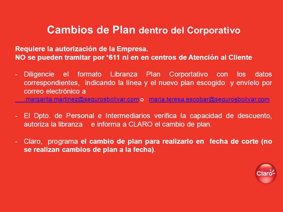 Cambios de Plan dentro del Corporativo