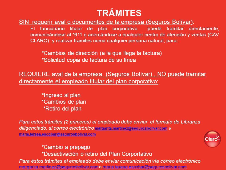 TRÁMITES SIN requerir aval o documentos de la empresa (Seguros Bolívar):
