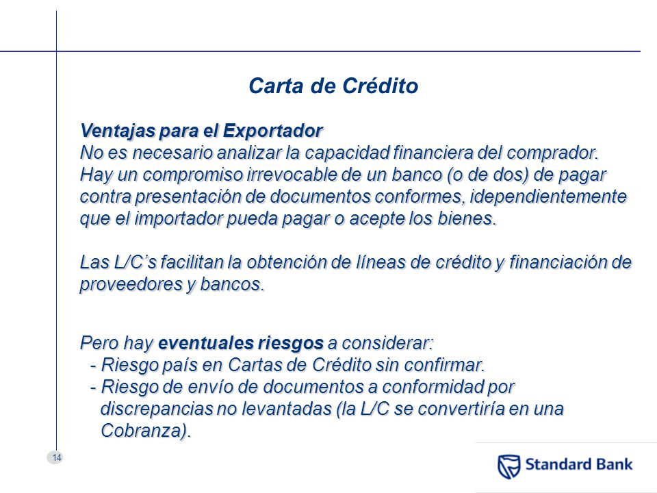 Carta de Crédito Ventajas para el Exportador