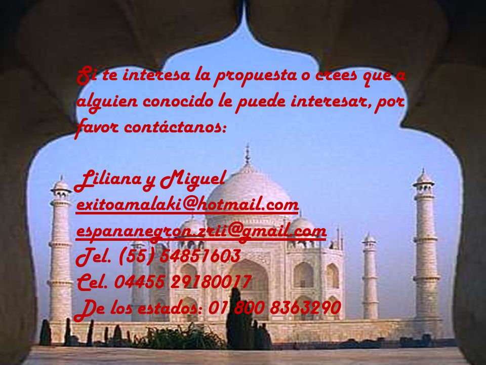 Si te interesa la propuesta o crees que a alguien conocido le puede interesar, por favor contáctanos: