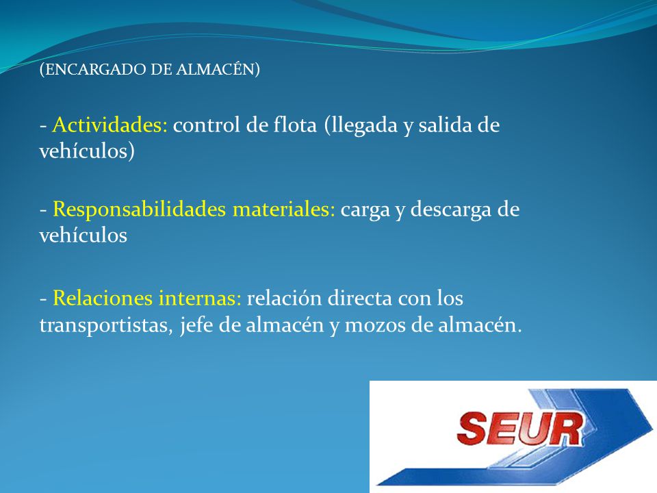 - Actividades: control de flota (llegada y salida de vehículos)