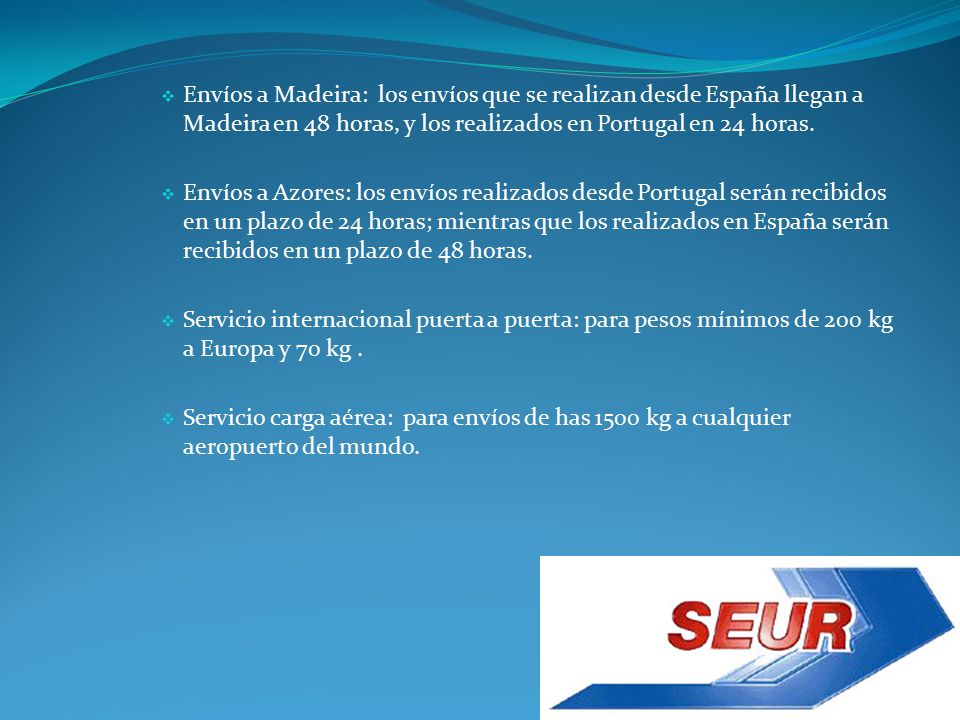 Envíos a Madeira: los envíos que se realizan desde España llegan a Madeira en 48 horas, y los realizados en Portugal en 24 horas.