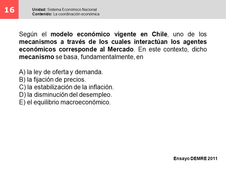 16 Unidad: Sistema Económico Nacional. Contenido: La coordinación económica.