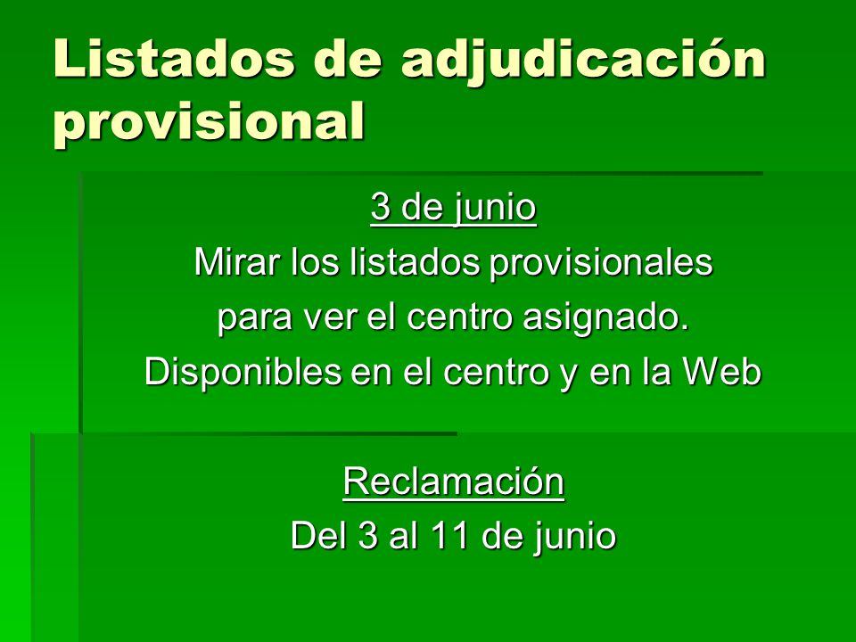 Listados de adjudicación provisional