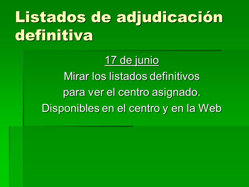 Listados de adjudicación definitiva