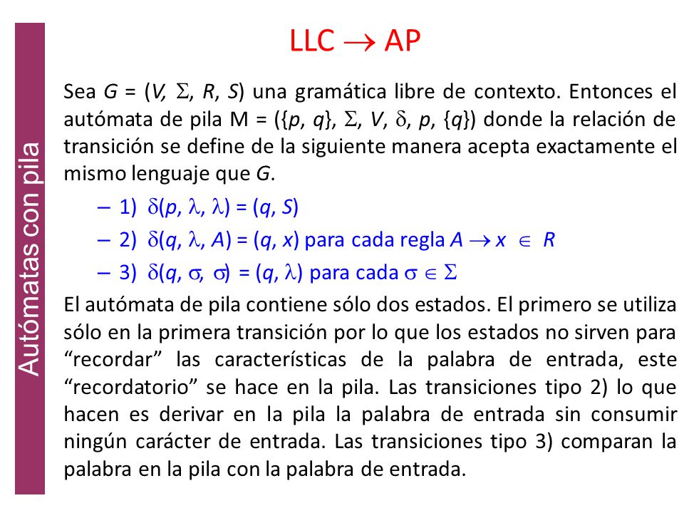 LLC  AP Autómatas con pila