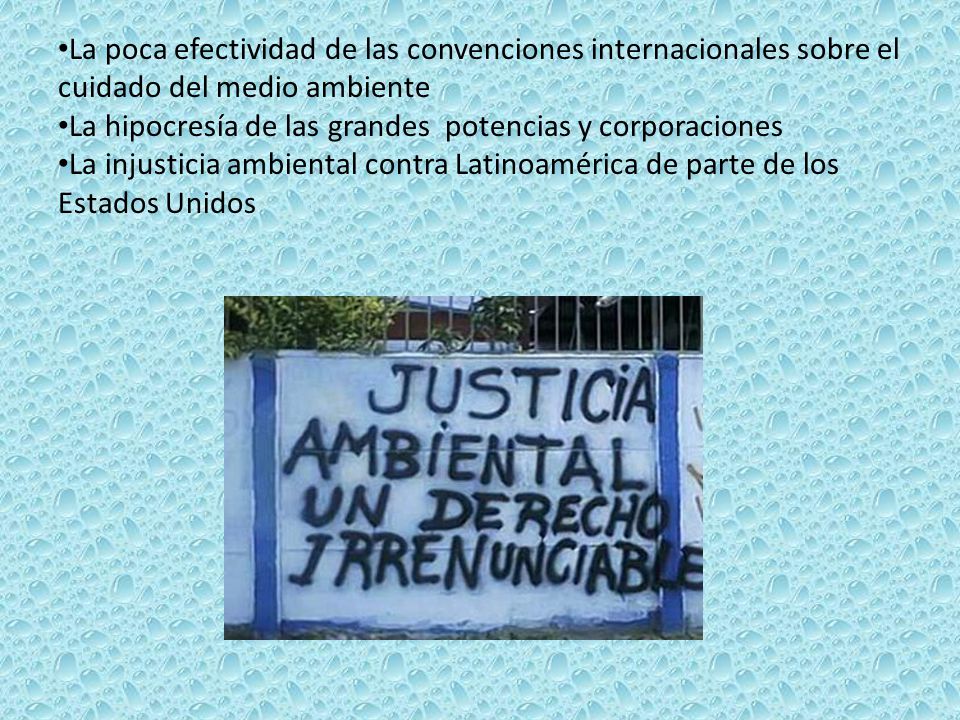 La poca efectividad de las convenciones internacionales sobre el cuidado del medio ambiente
