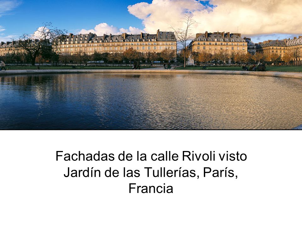Fachadas de la calle Rivoli visto Jardín de las Tullerías, París, Francia
