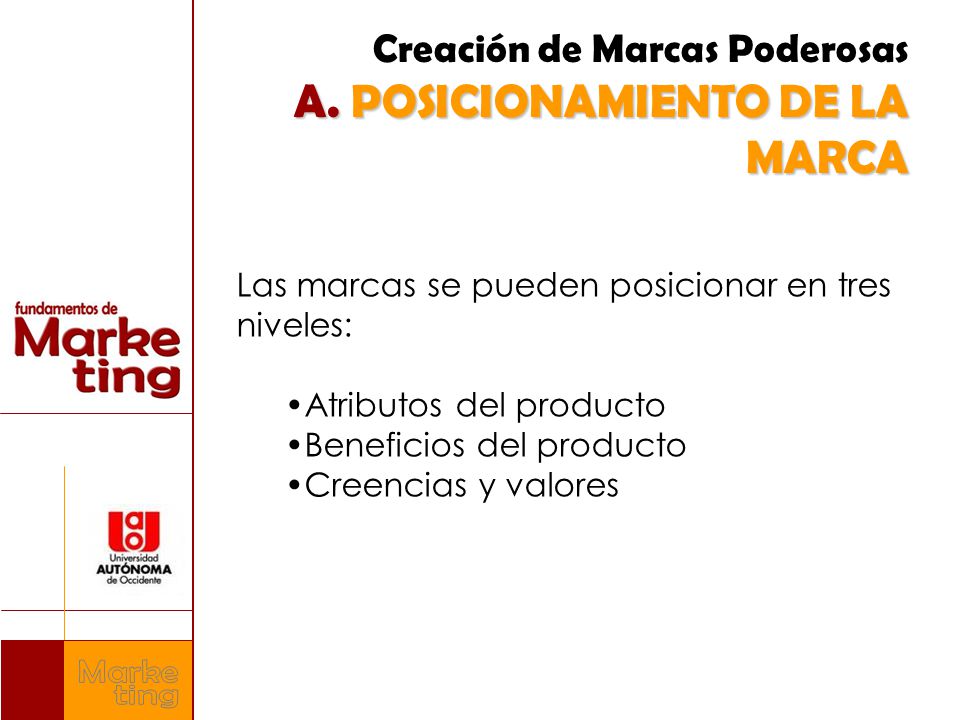 Creación de Marcas Poderosas A. POSICIONAMIENTO DE LA MARCA