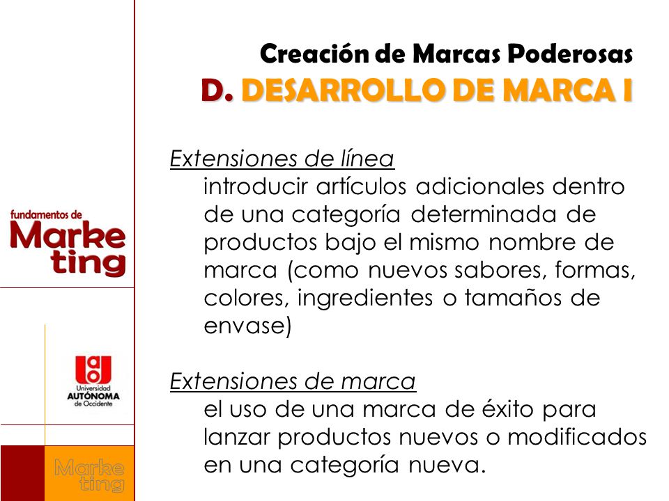 Creación de Marcas Poderosas D. DESARROLLO DE MARCA I