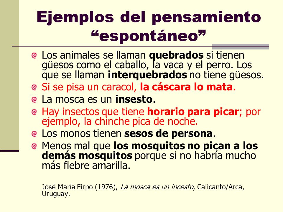 Ejemplos del pensamiento espontáneo